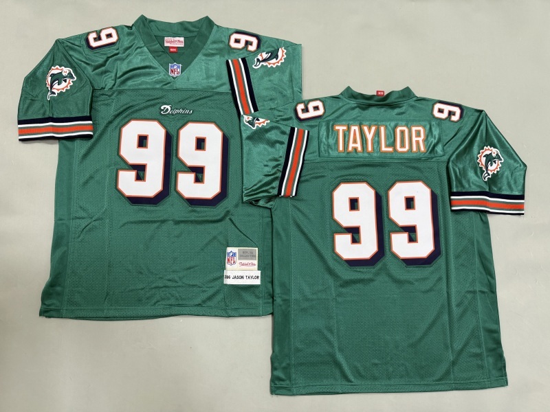 Men 2025 Miami Dolphins #99 Taylor green Throwback Limited NFL Jersey style 001